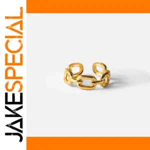 Stainless Steel Gold-Tone Chain Link Ring