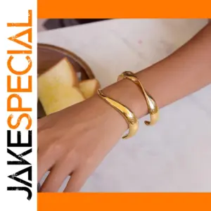 Minimalist Gold Stainless Steel Cuff Bracelet