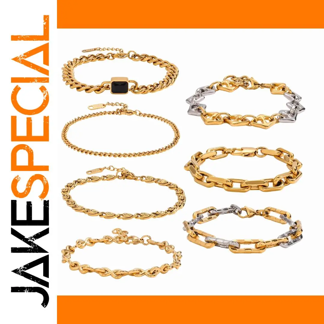 Stackable Stainless Steel Chain Bracelets in Gold 1 Stackable Stainless Steel Chain Bracelets in Gold