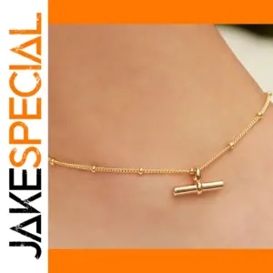 Elegant Stainless Steel Gold-Anklet with Beaded Chain