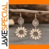 Vintage Sunflower Earrings in Gold or Silver