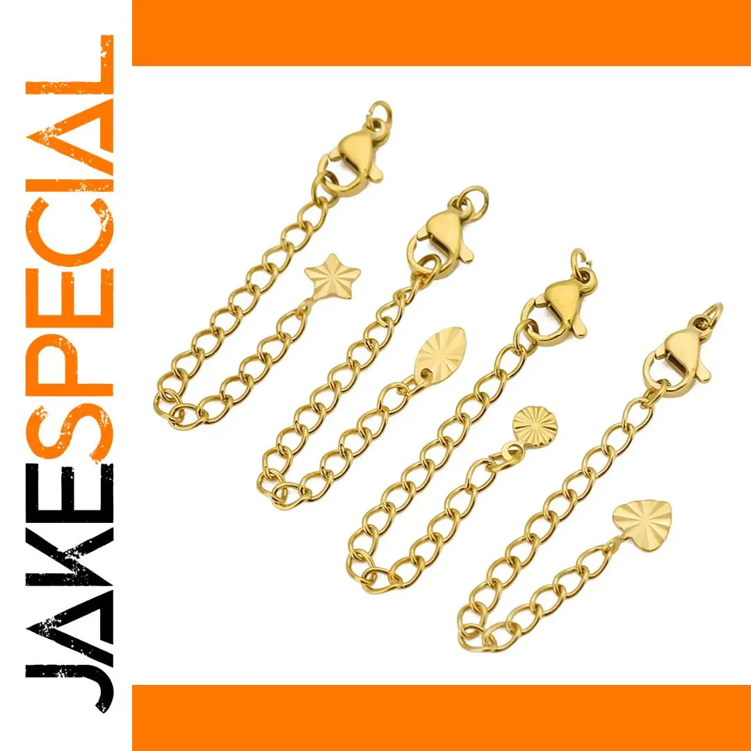 18k Gold-Plated Stainless Steel Extension Chain Set 1 18k Gold-Plated Stainless Steel Extension Chain Set