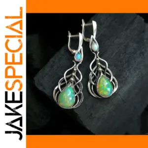 Vintage Water Droplets Earrings with Iridescent Stones