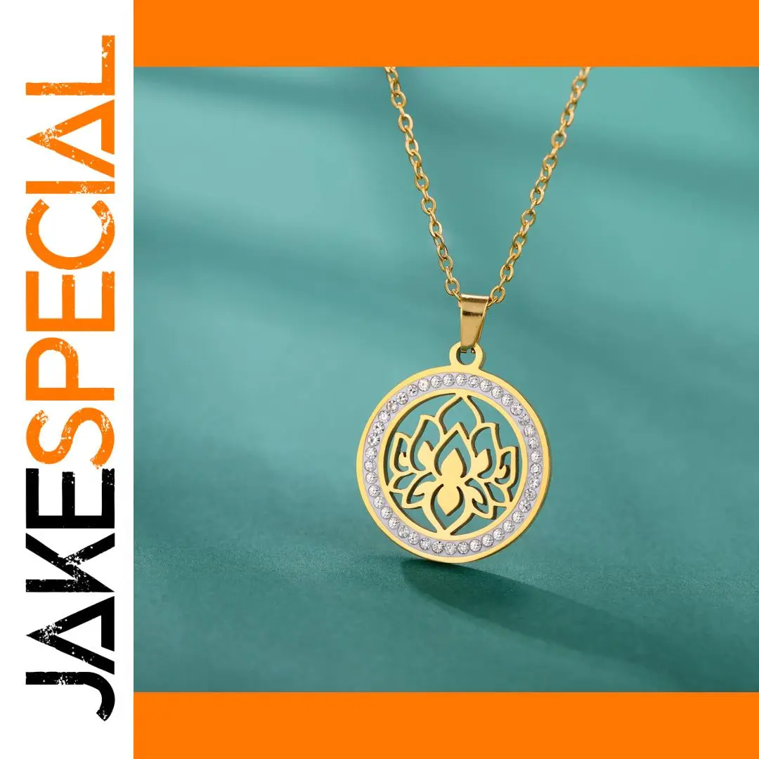 Stainless Steel Lotus Flower Necklace 1 Stainless Steel Lotus Flower Necklace