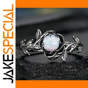 Floral Silver and Gold Ring with Iridescent Gem