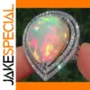 Vintage Silver Waterdrop Ring with Iridescent Opal