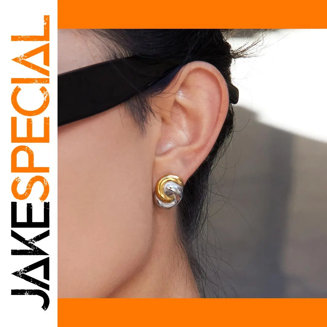 Stainless Steel Two-Tone Geometric Earrings 1 Stainless Steel Two-Tone Geometric Earrings