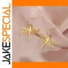 Stainless Steel Gold Dragonfly Earrings for Women