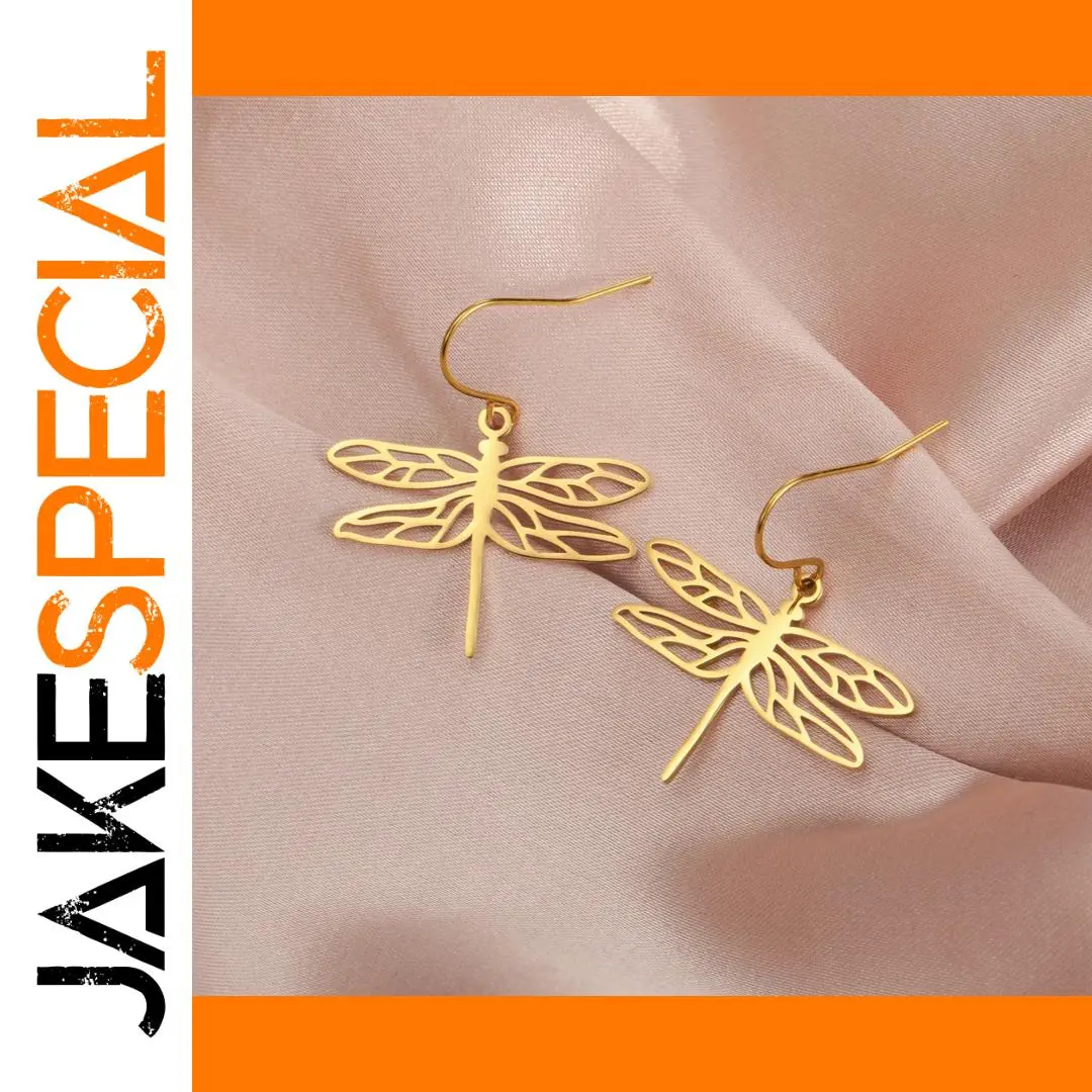 Stainless Steel Gold Dragonfly Earrings for Women 1 Stainless Steel Gold Dragonfly Earrings for Women