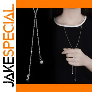 Silver Star Necklace with Zircon and Charms