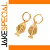 Gold Finish Fish Bone Earrings for Women