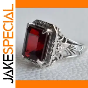 Vintage Red Zircon Cocktail Ring with Floral Details