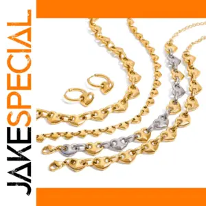 Stainless Steel Gold-Tone Heart Necklace