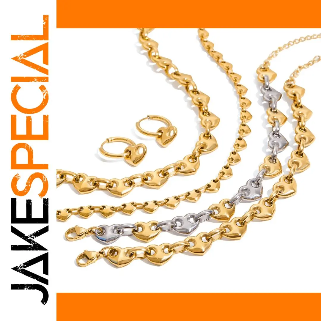 Stainless Steel Gold-Tone Heart Necklace 1 Stainless Steel Gold-Tone Heart Necklace