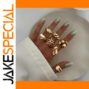 Stainless Steel Gold Geometric Ring for Women