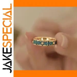 Vintage Geometric Gold Ring with Enamel Detailing