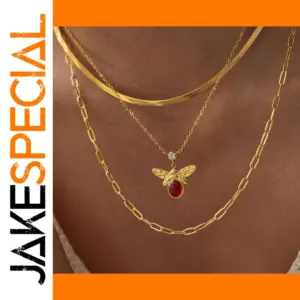 Vintage Gold Stainless Steel Necklace with Bee Pendant