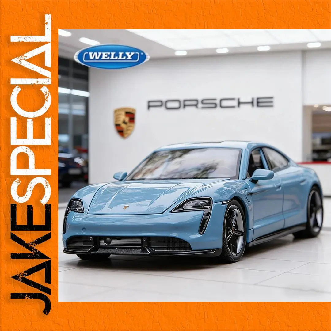Blue Porsche Taycan Turbo S Model 1:24 Scale 1 Blue Porsche Taycan Turbo S Model 1:24 Scale