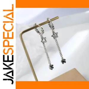 Vintage Silver Star Earrings with Zircon Detailing