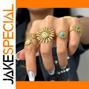 Stainless Steel Celestial Sunburst Ring Collection