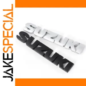 Suzuki Emblem Letter Stickers Set in Silver and Black