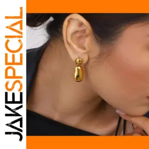 Stainless Steel Gold Water Drop Earrings for Women