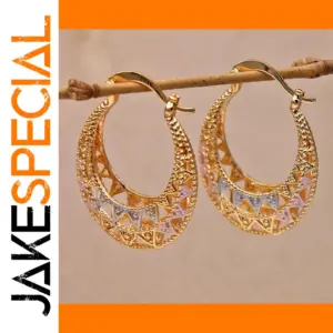 Gold & Blue Enamel Hoop Earrings for Women