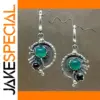 Vintage Silver Drop Earrings with Colored Stones