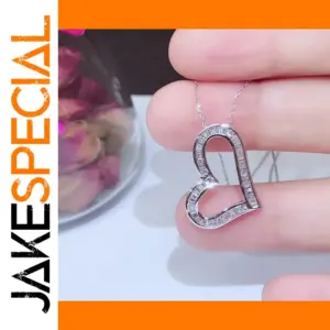 Silver Heart Necklace with Zircon Accents