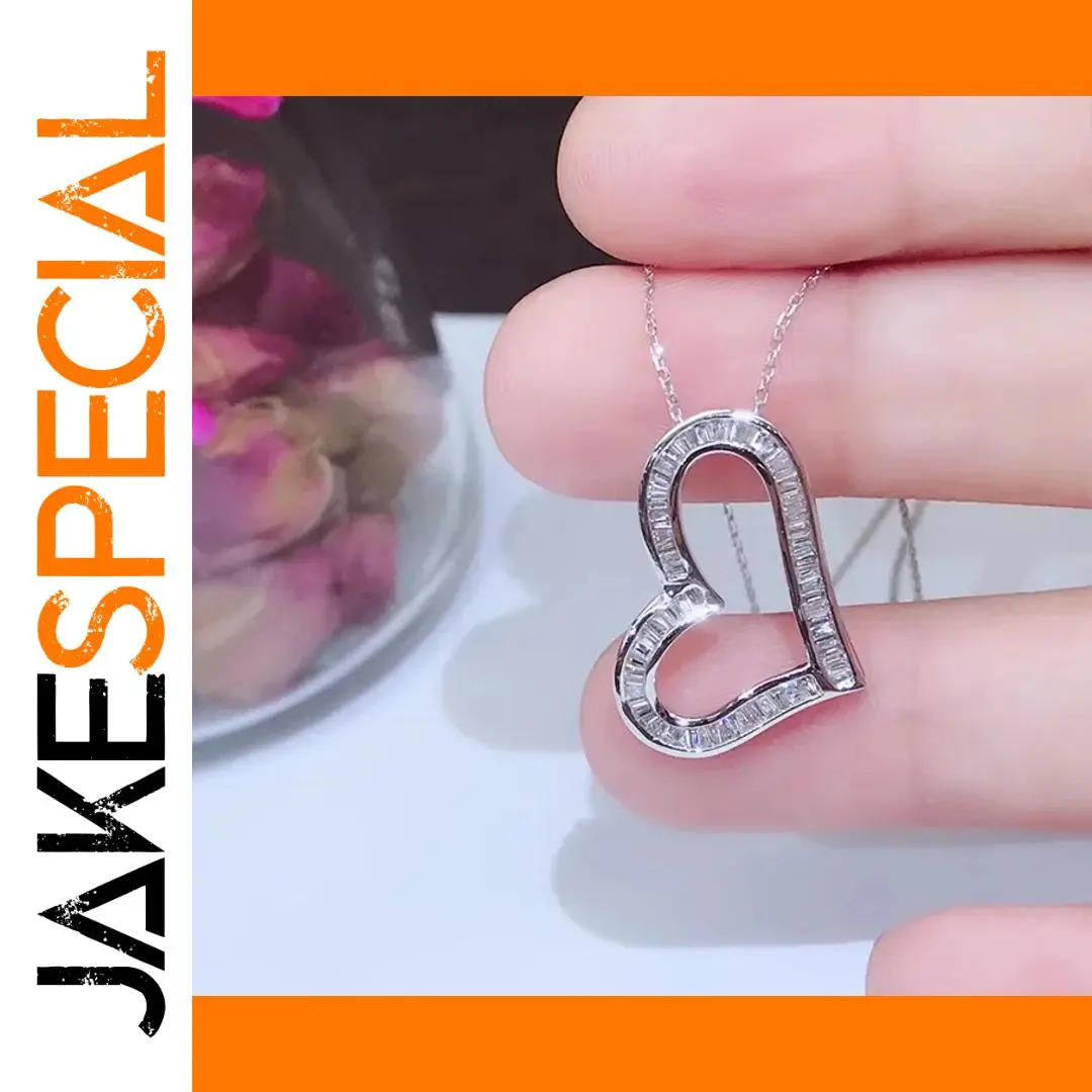 Silver Heart Necklace with Zircon Accents 1 Silver Heart Necklace with Zircon Accents