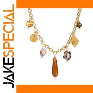 Stainless Steel Gold Necklace with Resin Pendant