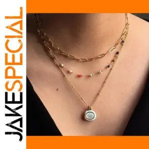 Elegant Stainless Steel Layered Necklace with Pendant