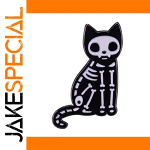 Skeletal Cat Brooch for Halloween