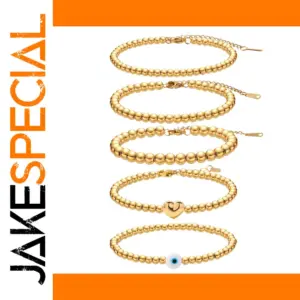 Gold Stainless Steel Beaded Bracelet JDB201238