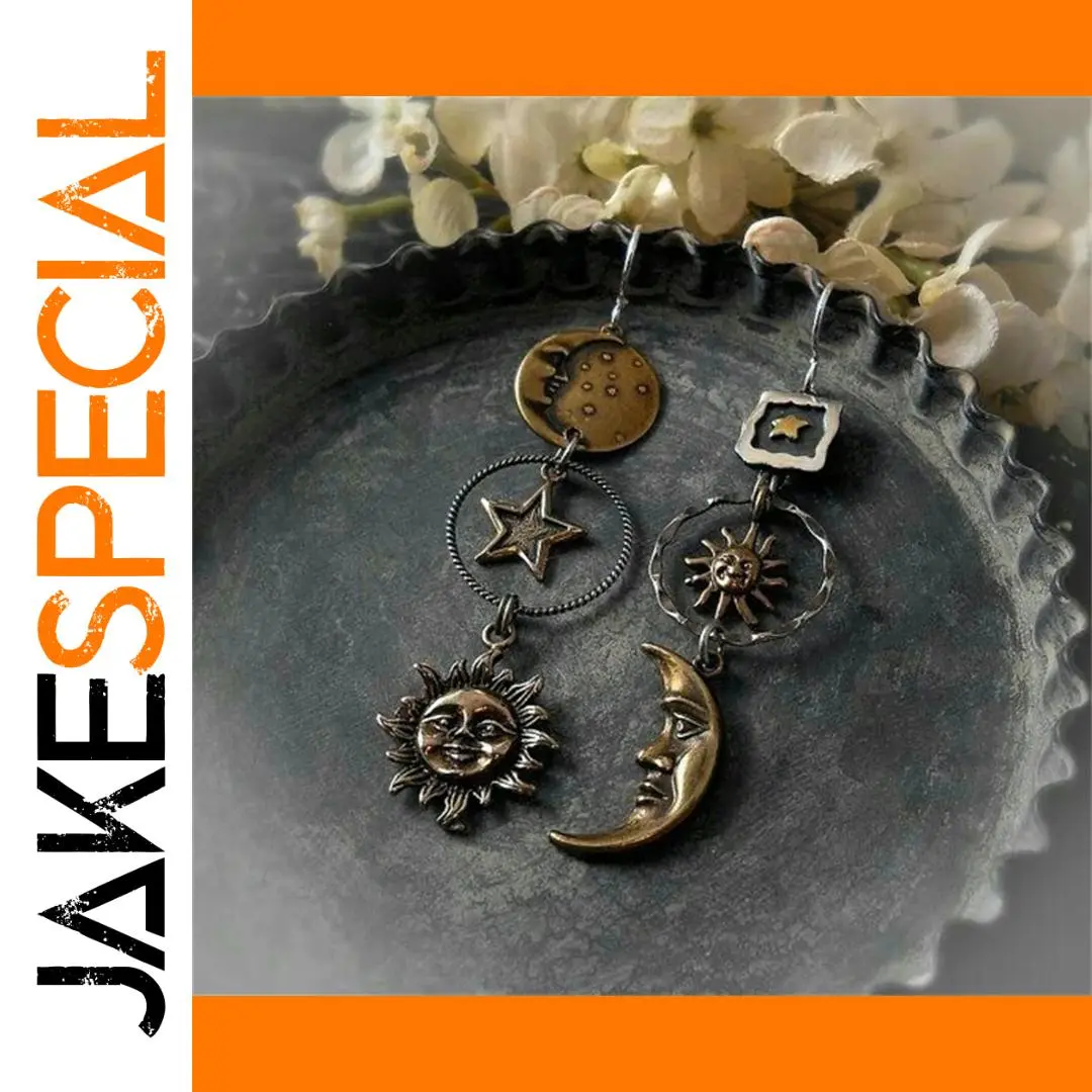 Vintage Silver Sun Moon Earrings for Women 1 Vintage Silver Sun Moon Earrings for Women