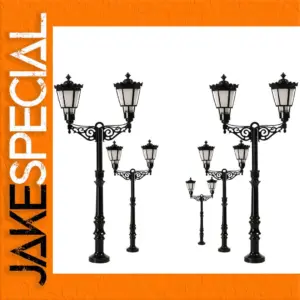 Vintage HO Street Lamp Post Set with Warm LEDs