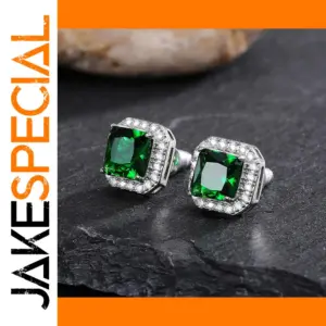 Square Emerald Zircon Earrings for Women