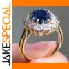 Gold-Tone Blue Zircon Ring for Women