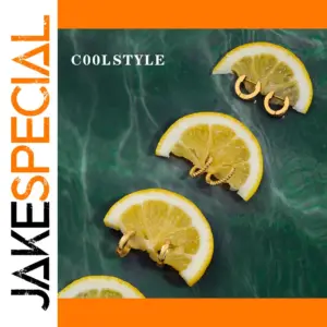 Gold Stainless Steel Elliptical Earrings Set