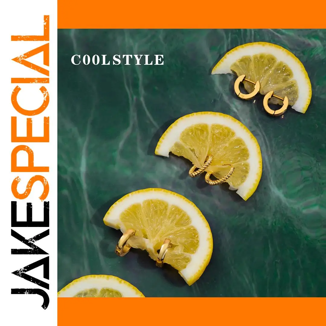 Gold Stainless Steel Elliptical Earrings Set 1 Gold Stainless Steel Elliptical Earrings Set