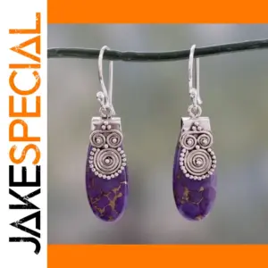 Vintage Purple Marble Drop Earrings for Women