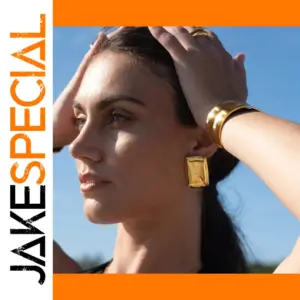 Vintage Gold Stainless Steel Geometric Hoop Earrings