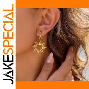 Stainless Steel Sun Earrings with Platinum Finish