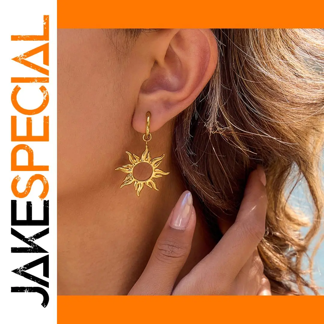 Stainless Steel Sun Earrings with Platinum Finish 1 Stainless Steel Sun Earrings with Platinum Finish