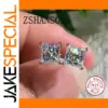 Silver 925 Square Stud Earrings with Multi-Colored Stones