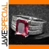 Silver Ring with Red Zircon and Pavé Detailing