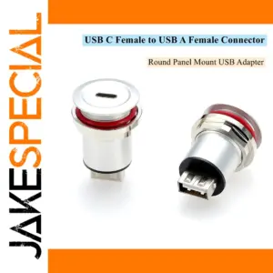 USB C to A Round Panel Mount Adapter 23mm Chrome