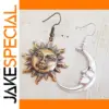 Vintage Celestial Moon and Star Dangle Earrings