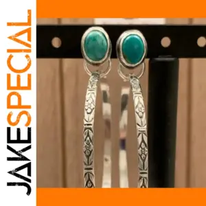 Vintage Silver Drop Earrings with Turquoise Stones