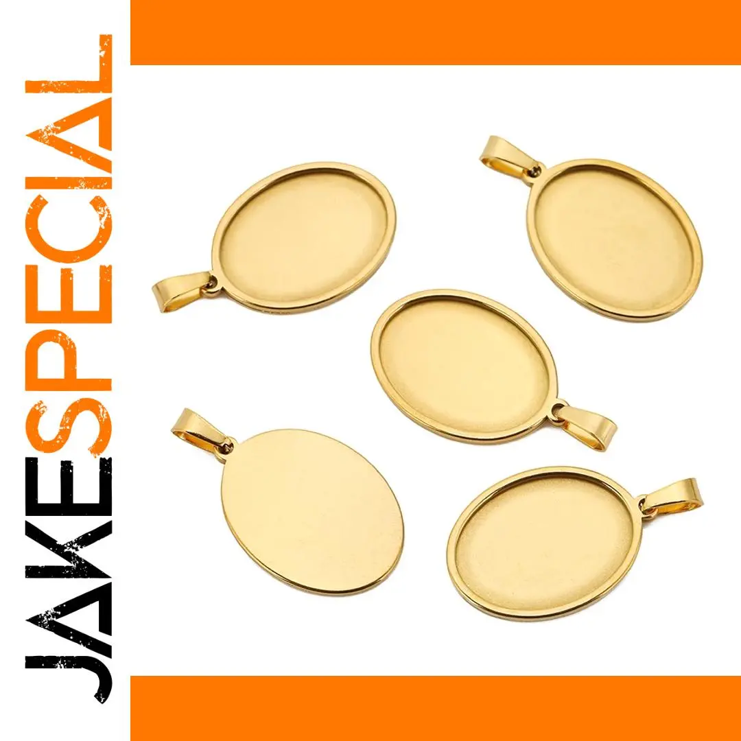 Stainless Steel Oval Pendant Bases Set 1 Stainless Steel Oval Pendant Bases Set